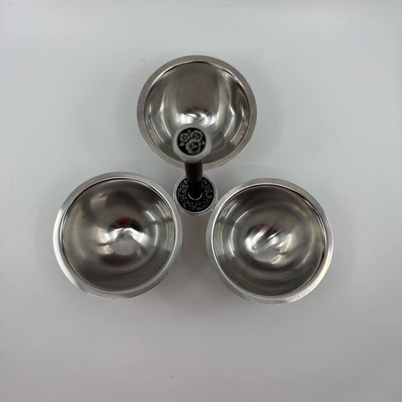 Vintage Oneida Three Bowl Stainless Steel Serving Dish Triple Bowls Serveware - Picture 3 of 6